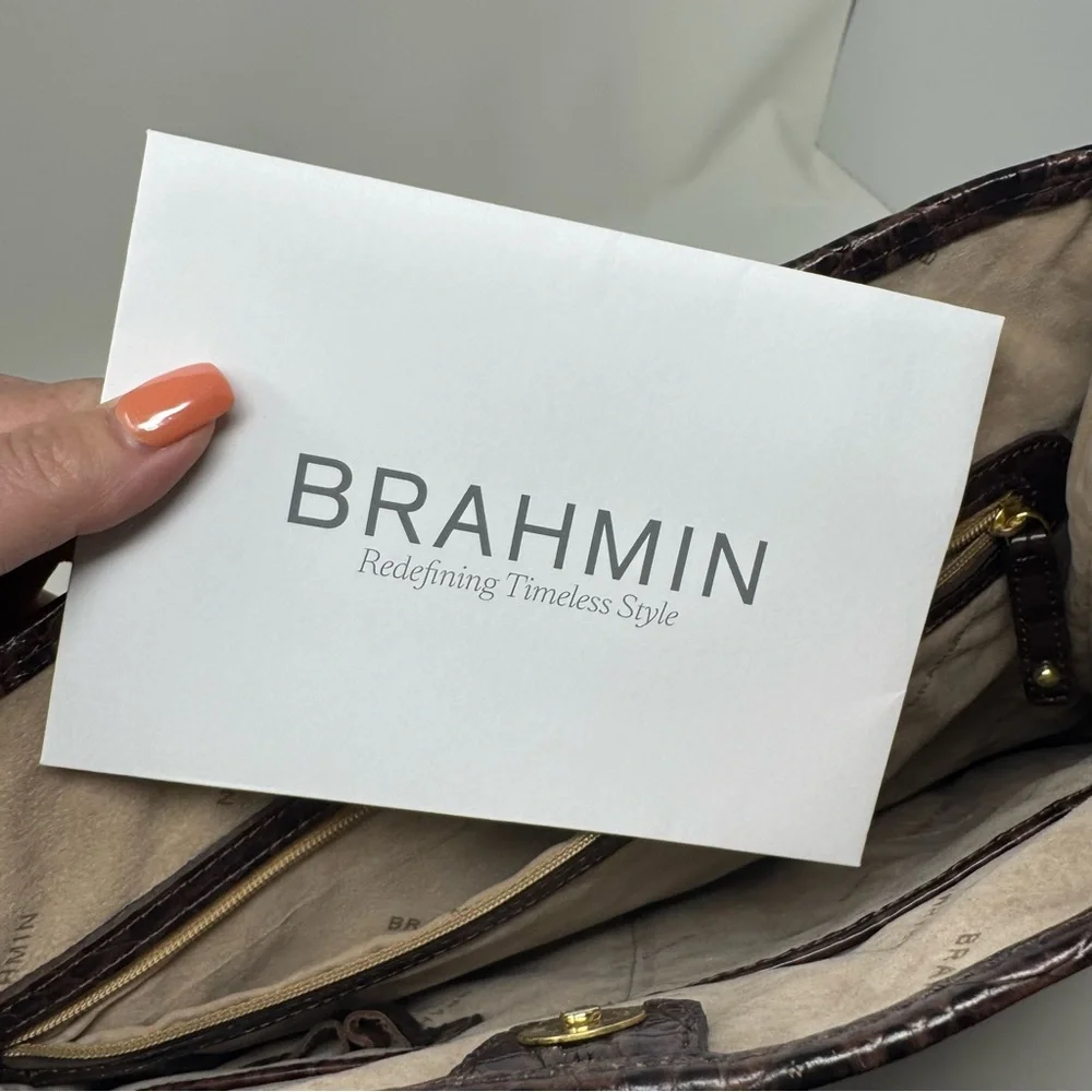 Brahmin Quartz Stanton Tote Pecan Melbourne Croc Leather NWOT